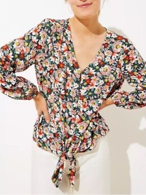 LOFT | Floral Tie Blouse